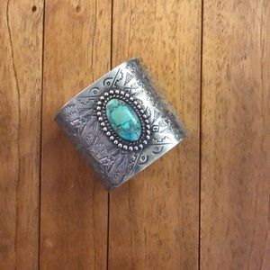 vintage sterling and turquoise handmade bangle